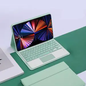 Touch Keyboard Case Flip Stand for Xiaomi Redmi 10.6 Inch Released 2022 With Touch pad Bluetooth keyboard Smart Trackpad Detachable Wireless Tablet cover Cyan Blue