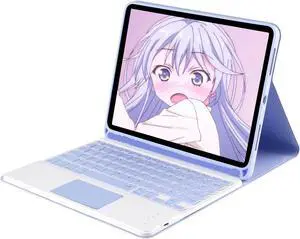Touch Keyboard Case Flip Stand for Xiaomi Redmi 10.6 Inch Released 2022 With Touch pad Bluetooth keyboard Smart Trackpad Detachable Wireless Tablet cover Purple