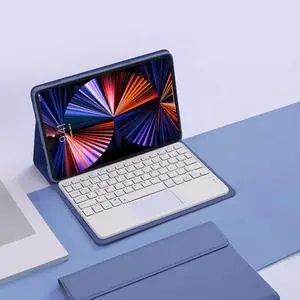 Touch Keyboard Case Flip Stand for Xiaomi Redmi 10.6 Inch Released 2022 With Touch pad Bluetooth keyboard Smart Trackpad Detachable Wireless Tablet cover Purple/Blue