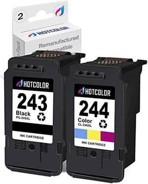 HOTCOLOR PG243 CL244 Replacement for Canon Ink cartridges 243 and 244 for Canon 243 Black Ink for Canon mg2522 Ink cartridges PIXMA TS3120 TS3122 MX492 MG2525 TR45201Black1TriColor 2PK