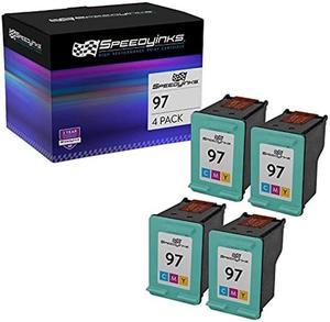 SPEEDYINKS Remanufactured Compatible Replacements for HP 97 Ink Cartridges HY 4 Pack  Tricolor for use in OfficeJet DesignJet Photo Smart and DeskJet