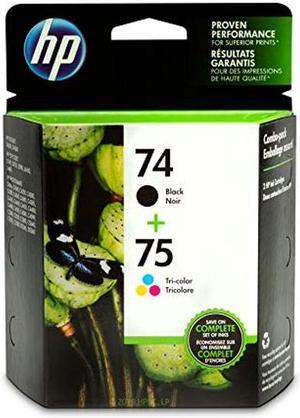 HP 74 and HP 75  2 Ink Cartridges  Black Tricolor  Works with HP DeskJet D4260 HP OfficeJet J5788 J6480 HP Photosmart C4300 series C4400 series C4500 series C5500 series  CB335WN CB337WN