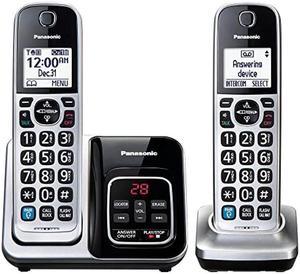 Panasonic Expandable Cordless Phone System Bluetooth Pairing for Wireless Headphones and Hearing Aids Smart Call Block Bilingual Talking Caller ID 2 Handsets  KXTGD892S Silver