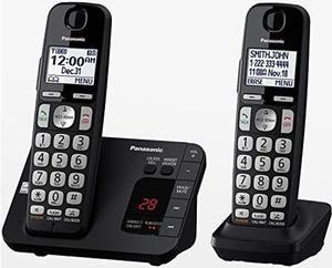 Panasonic DECT 60 Expandable Cordless Phone System with Answering Machine and Call Blocking  2 Handsets  KXTGE432B Black