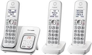 Panasonic Expandable Cordless Phone System with Answering Machine and Call Block  3 Cordless Handsets  KXTGD533W WhiteSilver