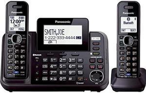 Panasonic 2Line Cordless Phone System with 2 Handsets  Answering Machine Link2Cell 3Way Conference Call Block Long Range DECT 60 Bluetooth  KXTG9542B Black