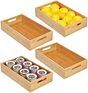 mDesign Bamboo Stackable Kitchen Drawer Organizer Tray, 6 Pack - Natural Wood mDesign