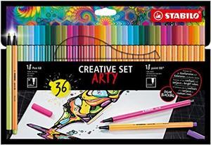 Premium felt-tip pen STABILO Pen 68 brush - pack of 12 ARTY