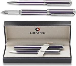 Sheaffer Icon Chrome with Gloss Black PVD Appts. Fountain Pen - Fine Nib,  E0911243