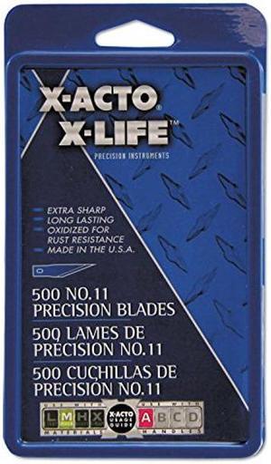 X-Acto No.11 Classic Fine Point X-Life Refill Blade - #11 - StyleDurable, Self-sharpening, Rust Resistant - Carbon Steel - 500 / Box - Silver