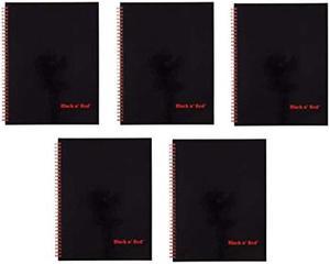 Black n' Red Twin Wire Hardcover Notebook, 11" x 8-1/2", Black/Red, 70 Ruled Sheets, Sold as 5 Pack (K67030)
