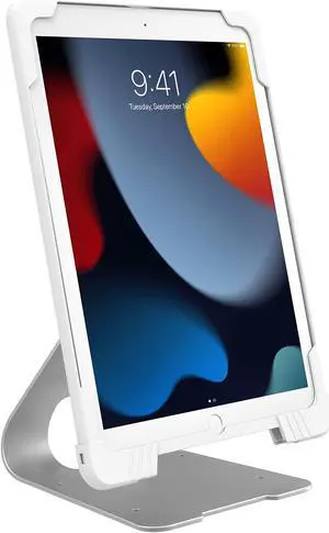 CTA Anti-Theft Case & Stand Solid Security Locking Case with 180 Angle Adjustability Compatible with iPad (5th-9th Gen, Air 1-3, Pro 9.7', 10.5') - White