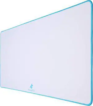 ANUBISGX (68 Color/Size Options Gaming Mouse Pad (XL: 36x18), White Pad with Light Blue Stitching. Best Premium Waterproof Non RGB Computer Gaming XL Desk Pad Mat, Large Non-Slip Gamer Mousepad