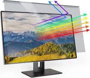 CHEERWE Blue Light Screen Protector for 23-24 inch Diagonal, Blocks Harmful Blue Light and UV, No Bubble Computer Screen Blocker, Hanging Type (W 21.5" H 12.6", 16:9)