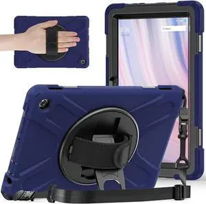 for Amazon Fire HD 10 & Fire HD 10 Kids Pro Tablet Case (13th Gen, 2023 Release), Heavy Duty Shockproof Case with Hand/Shoulder Strap Rotating Kickstand (Fire HD 10 2023, Navy Blue)