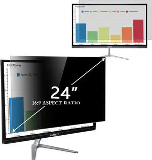 Computer Privacy Screen Filter for 24 Inch Widescreen Monitor, Removable Anti-Spy Privacy Shield, Anti-Glare Blue Light Filter, Anti-Scratch Protector for Desktop Computer (16:9 Aspect Ratio)