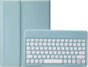 KMXDD Cute Keyboard Case Compatible with iPad 9th 8th 7th Generation 10.2 inch/Air 3rd Gen/Pro 10.5 inch Keyboard Case Round Key Removable Keyboard Cover,Mist Blue