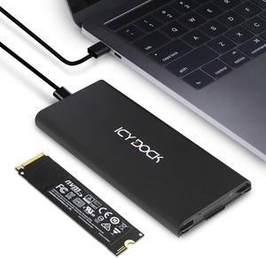 ICY DOCK M.2 NVMe to USB 3.2 Gen 2 (10Gbps) Enclosure Adapter Thunderbolt 3 / 4 Port Compatible Includes USB-C and USB 3.0 Cables (Supports M.2 NVMe SSDs 22110 2280 2260 2242) | ICYNano MB861U31-1M2B