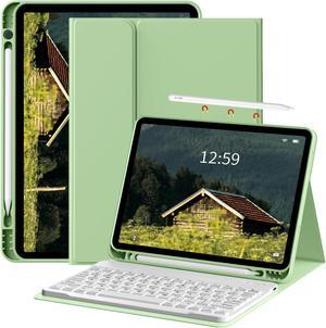 KENKE for iPad Air 6th/5th/4th Generation Case with Keyboard 2024/2022/2020 11 & 10.9 Inch, Detachable Wireless Bluetooth Thin & Light with Left Side Pencil Holder Auto Wake/Sleep (Matcha Green)