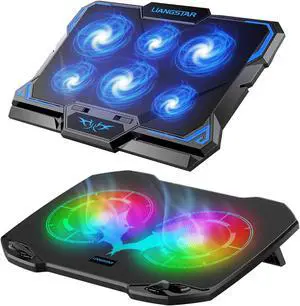 Laptop Cooling Pad, RGB Colorful Laptop Cooler 6 Quiet Fans & 2 Big Fans