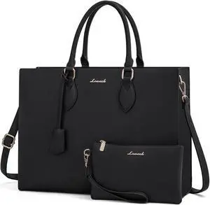 LOVEVOOK Laptop Bag for Women 15.6 Inch Work Bags for Women Waterproof Computer Bag Laptop Tote Bag Leather Briefcase Business Office Bag Large Capacity Handbag Shoulder Bag