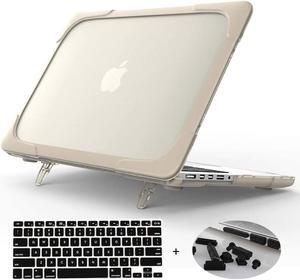 Mektron for MacBook Pro 13 Inch Case (Version 2015/2014/2013), Heavy Duty Snap-on Dual Layer Hard Case Cover with Foldable Stand for Mac Pro Retina 13.3 Model A1502 A1425, Khaki