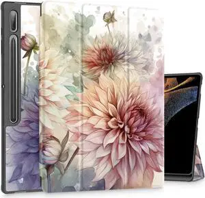 Mektron Case for Samsung Tab S9 Ultra 14.6 Inch 2023 Model X910/X916/X918,Built-on Pencil Holder Hard Cover with Auto Wake/Sleep, Multi-Angle Stand for Galaxy Tab S9 Ultra 14.6,Watercolor Dahlias