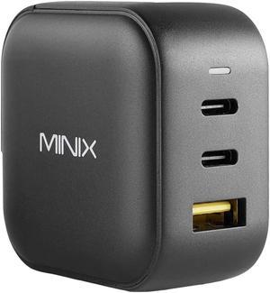 MINIX 66W Turbo 3-Port GaN Wall Charger 2 x USB-C Fast Charging Adapter, 1 x USB-A Quick Charge 3.0 for Smart Phone, Pad, Laptop and MacBook Pro Air, iPad Pro.