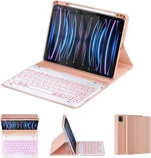 OYEEICE Keyboard Case for iPad Pro 12.9 (6th Generation 2022) - Detachable BT Backlit Magnetic Keyboard with iPad Pro 12.9 inch 5th / 4th Gen 2021 2020, Built-in Pencil Holder, Smart Cover(Pink)