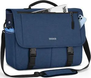 RAINSMORE Messenger Bag for Men Messenger Bag 15.6 Inch Water Resistant Laptop Bag Casual Satchel Bags for Men Large College Computer Bag Office Work Briefcase Fashion Crossbody Shoulder Handbag, Blue