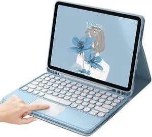 HENGHUI Touch Keyboard for Galaxy Tab A8 10.5 inch 2022 Model SM-X200/SM-X205/SM-X207 Keyboard Case with Touchpad Cute Round Key Detachable Color Keyboard (Black)