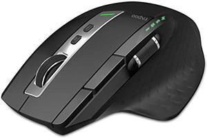 Rapoo Bluetooth Wireless Mouse, 4 Adjustable DPI Rechargeable, Multi-Device (3 Bluetooth+USB) Programmable Ergonomic Mouse with Side Roller, Laser Mouse for Laptop Desktop PC
