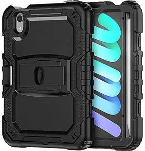 Sahara - Raider Series Heavy-Duty Case for iPad Mini (A17 Pro) and iPad Mini (6th Generation 2021), Scorpion Black, (TB00055)