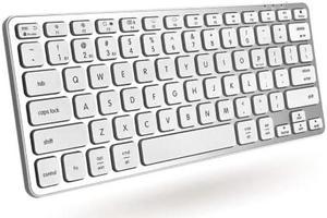 Macally Backlit Bluetooth Keyboard for All Devices - Great for Saving Space - Rechargeable Small Wireless Keyboard Bluetooth - 78 Key Compact Wireless Keyboard Backlit (Crisp White LEDs) - Silver