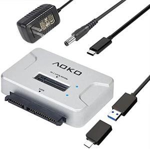 AOKO M.2 Docking Station, 4-in-1 NVMe to USB Reader Adapter with 2.5" /3.5" SATA Hard Drive Adapter for M.2 (M Key) NVMe / (B+M Key) SATA-Based SSD and SATA III Drives