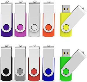 Aiibe 10 Pack 64 GB USB Flash Drives Thumb Drive Jump Drives 64GB 2.0 Flash Drive Bulk (10 Mixed Colors: Black Blue Red Green Orange White Yellow Pink Purple Silver)