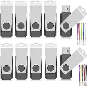 32GB Flash Drive Pack of 10 AGECASH USB Drive 2.0 FAT32 USB Flash Drive 10 Pack 32GB Thumb Drive, 32GB USB Memory Stick Pendrive USB Jump Drive for Back to School & Office with 10PCS Lanyard
