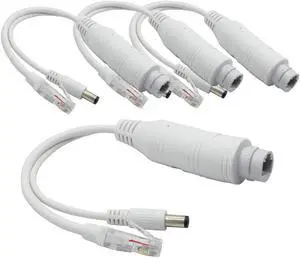 ANVISION 4-Pack Active 48V to 12V Waterproof PoE Splitter Adapter, IEEE 802.3af Compliant 10/100Mbps, for IP Camera AP Voip Phone and More, White