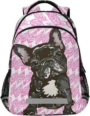 ALAZA Puppy French Bulldog Backpacks Travel Laptop Daypack School Book Bag for Men Women Teens Kids one-size