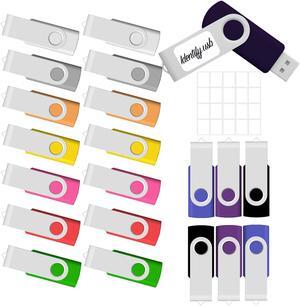4GB USB Flash Drive 20 Pack JBOS Thumb Drives 4 GB USB Drives Memory Stick Swivel 4G Gig Stick USB2.0 Pen Drive for Date Storage, 4 Gig UBS Flash Drive, Zip Drive, Jump Drive, USB Stick, Mixed Color