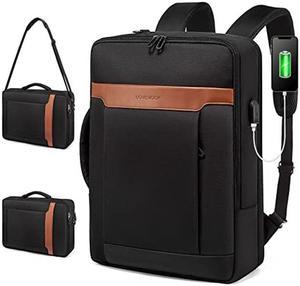 LOVEVOOK Convertible Laptop Backpack, 3 in 1 Messenger Bag Business Briefcases Fits 15.6 Inch Laptop, Shoulder Bags Computer Backpacks for Travel College Office for Men Women, Black