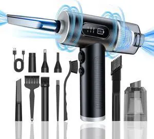 Maxisola Electric Compressed Air Duster & Vacuum 2 in 1, Dust Air Blower for Electronics Computers PC Keyboard Handheld Cordless Vacuum Cleaner - 3 Gear 50000RPM 6000mAh Rechargeable with Display