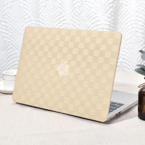Seorsok Compatible with MacBook Air 136 inch Case 2022 A2681 M2 Chip with Liquid Retina Display Touch IDElegant Leather Plastic Leather Hard Shell Case with Transparent Keyboard CoverKhaki PVC Grid