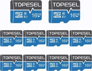 TOPESEL 16GB Micro SD Card 10 Pack Memory Cards Micro SDHC UHS-I TF Card Class 10 for Camera/Drone/Dash Cam(10 Pack U1 16GB)
