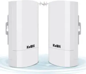 KuWFi 2-Pack 300Mbps Wireless Bridge, Outdoor CPE WiFi Kit Point to Point Wireless Access Point 2.4G Internet Bridge 1KM Transmission Distance Solution for PTP/PTMP(Pre-Program)
