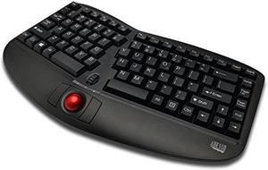 Adesso WKB-3150UB - Wireless Ergonomic Keyboard with Built-in Removable Trackball and Scroll Wheel, Split Key, Long Battery Life, Small and Portable -Compatible for Laptop/Desktop/PC/Windows XP/7/8/10
