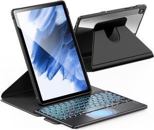 INFILAND for Samsung Galaxy Tab A9+/A9 Plus 5g Case with Keyboard [High Precision Trackpad&7 Color Backlight], 360 Degree Rotating, Detachable Wireless Keyboard Case for Tab A9+ 11 inch 2023, Black