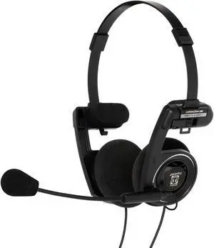 Koss Porta Pro Double-Sided Communication Headset with Microphone Electret Flexible Handsfree Design Foldable Design TRRS Plug Wired 3.5 mm Black