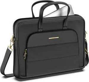 L LIMINK Nylon Laptop Bag for Men and Women, Travel Laptop Bag 15.6 Inch, Professional Laptop Case Waterproof Business Computer Bag, Lightweight Laptop Tote Bag with Large Capacity, Black