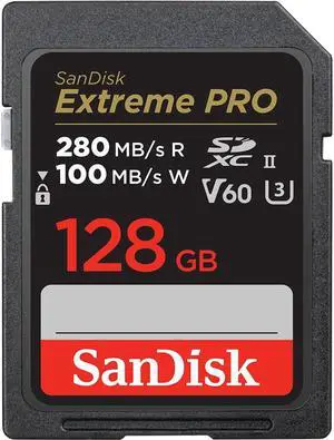 SanDisk 128GB Extreme PRO SDXC UHS-II Memory Card - C10, U3, V60, 6K, 4K UHD, SD Card - SDSDXEP-128G-GN4IN SanDisk 128GB Extreme PRO SDXC UHS-II Memory Card - C10, U3, V60, 6K, 4K UHD, SD Card - SDSDXEP-128G-GN4IN
